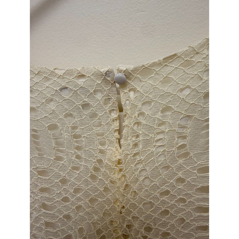 J.Crew Womens Ivory Crochet Lace Short Sleeve Top Size 6 Lined Button Back - Picture 8 of 11